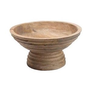 Round Ridged Footed Mango Wood Bowl